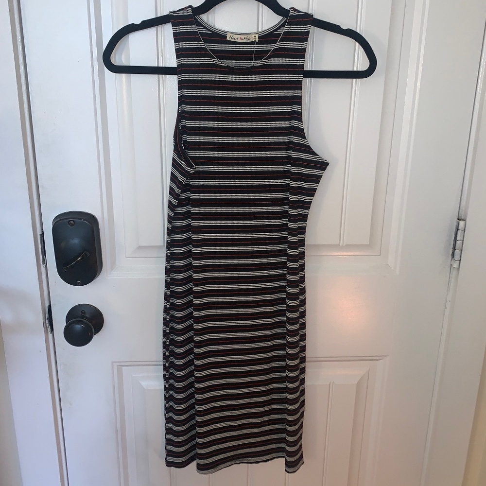 Striped body con mini dress